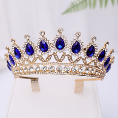 Rhinestone Crown Tiara Queen Style Headband for Prom Birthday Party