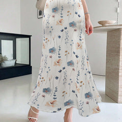 Floral Print High Rise Maxi Mermaid Skirt