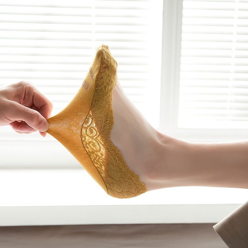 Floral Lace No Show Socks Soft Lightweight Ankle Stockings