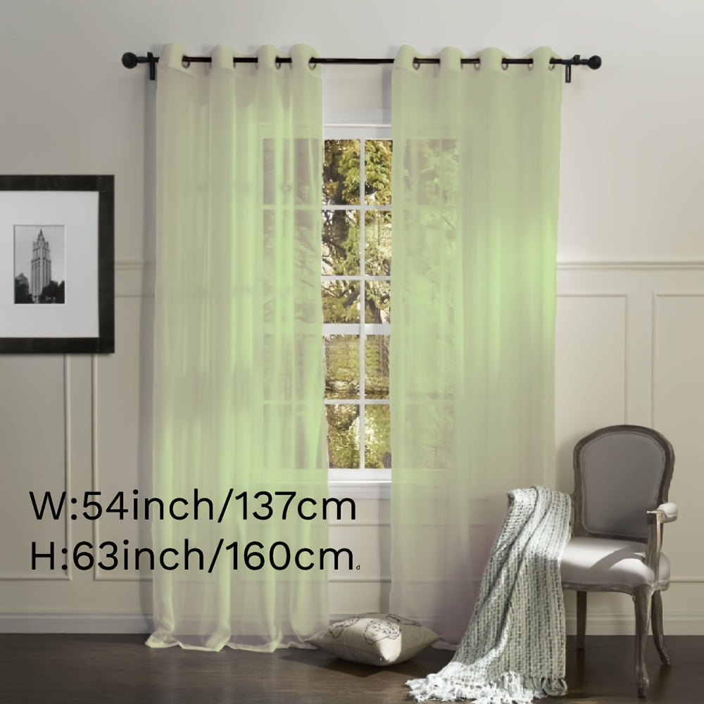 2 Panels Sheer Grommet Top Curtains for Home Decoration