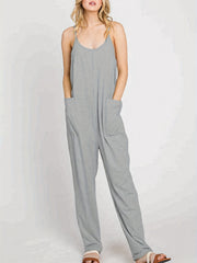 Solid Lounge Jumpsuit With Pockets - Women's Loungewear