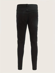 Men's Slim Fit Tapered Jeans Solid Stretch Denim Pants