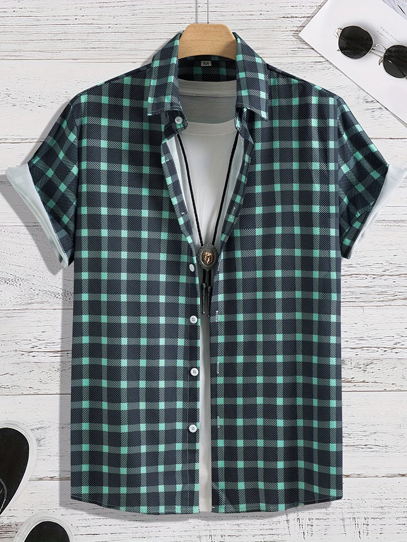 Men's Loose Fit Plaid Hawaiian Shirt