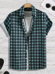 Men's Loose Fit Plaid Hawaiian Shirt