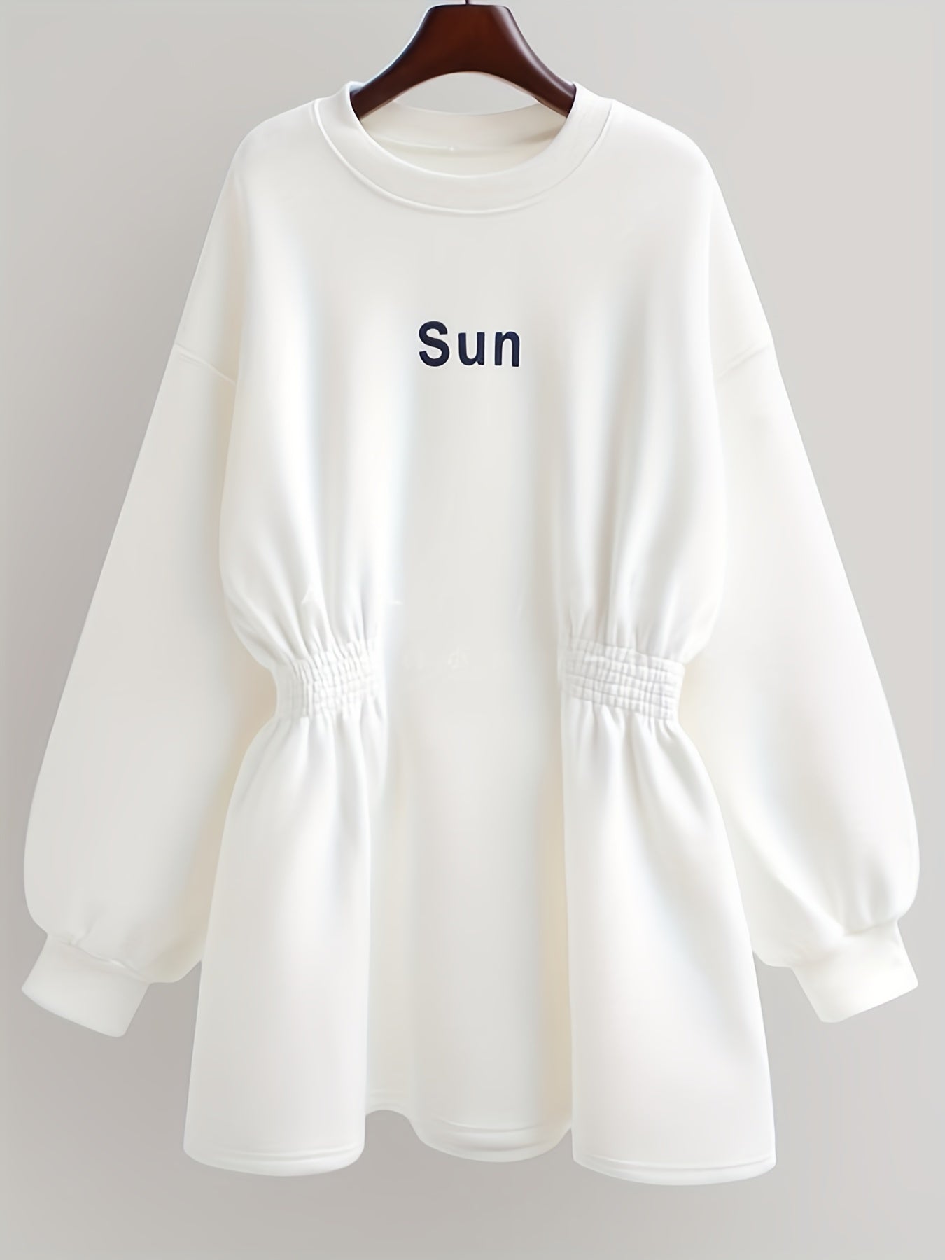Crew Neck Sweatshirt with Cinched Waist for Women