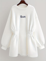 Crew Neck Sweatshirt with Cinched Waist for Women