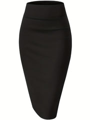 Solid Split Bodycon Skirt High Waist Skirt For Office