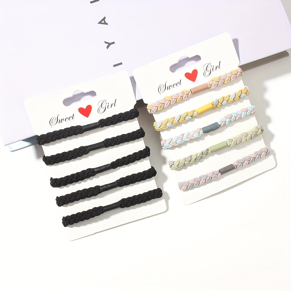 10pcs Braided Hair Ties Elastic Ponytail Hair Bands for Girls