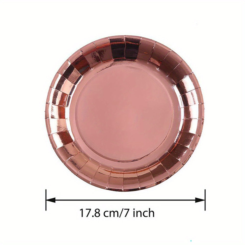 24pcs Rose Golden Party Supplies - Elegant Touch for Birthdays