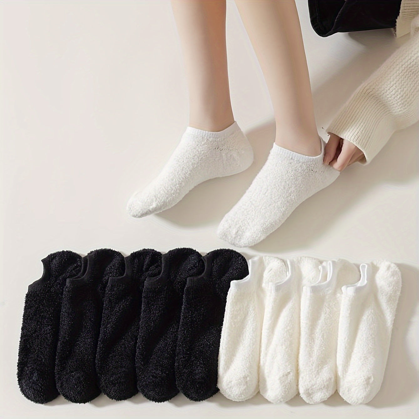 10 Pairs Soft & Warm Fuzzy Low Cut Ankle Socks
