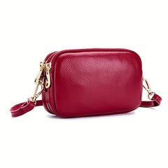 Three Zipper Square Shoulder Bag Classic Solid Crossbody Bag