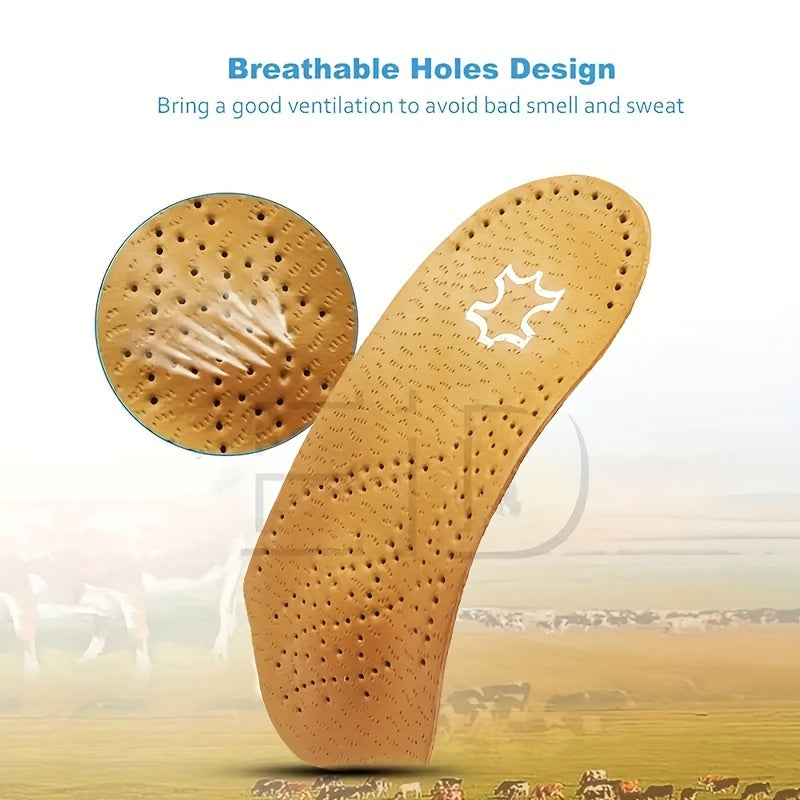 Arch Correcting Insoles Yellow Leather Arch Half Cushion Flat Foot Insoles