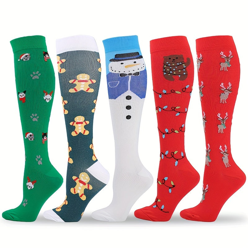 Christmas Pattern Stocking for Running and Yoga Leg Support Socks