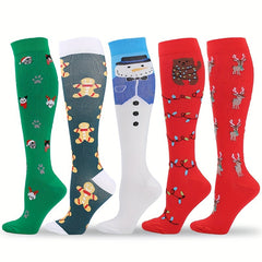 Christmas Pattern Stocking for Running and Yoga Leg Support Socks