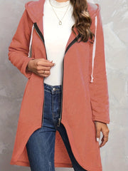 Solid Zip Up Long Sleeve Hoodie Women's Sweatshirt