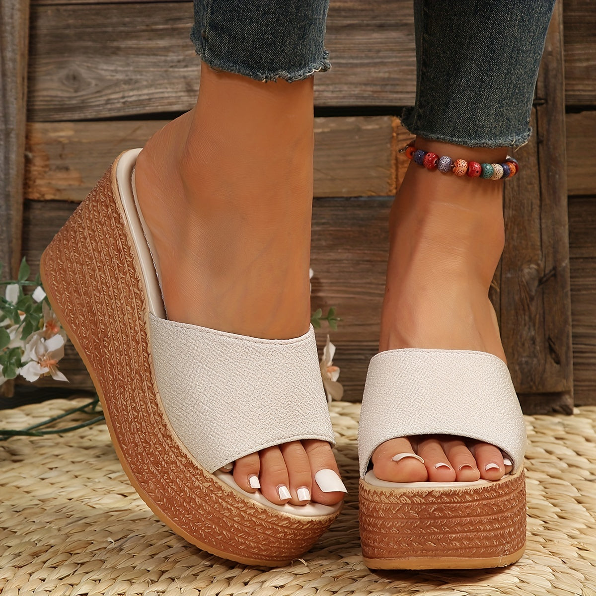 Women's Platform Wedge Sandals Slip On Slide Casual Summer Sandals