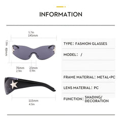 Rimless Y2K Sunglasses Wrap Around Oversized Frameless Sun Glasses
