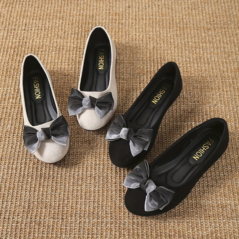 Women's Bowknot Flat Shoes Slip On Soft Sole Shoes Dress Ballet Flats