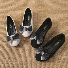 Women's Bowknot Flat Shoes Slip On Soft Sole Shoes Dress Ballet Flats