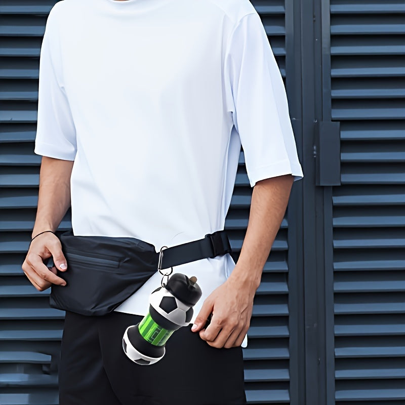 550ml Foldable Football Water Bottle w/ Straw, Leakproof