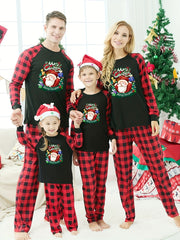 Christmas Print Lounge Set Long Sleeve Crew Neck Top & Plaid Pants