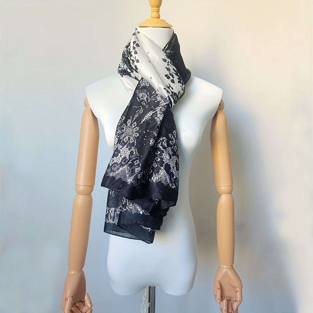 Vintage Flower Print Scarf Classic Shawl Windproof Bandana
