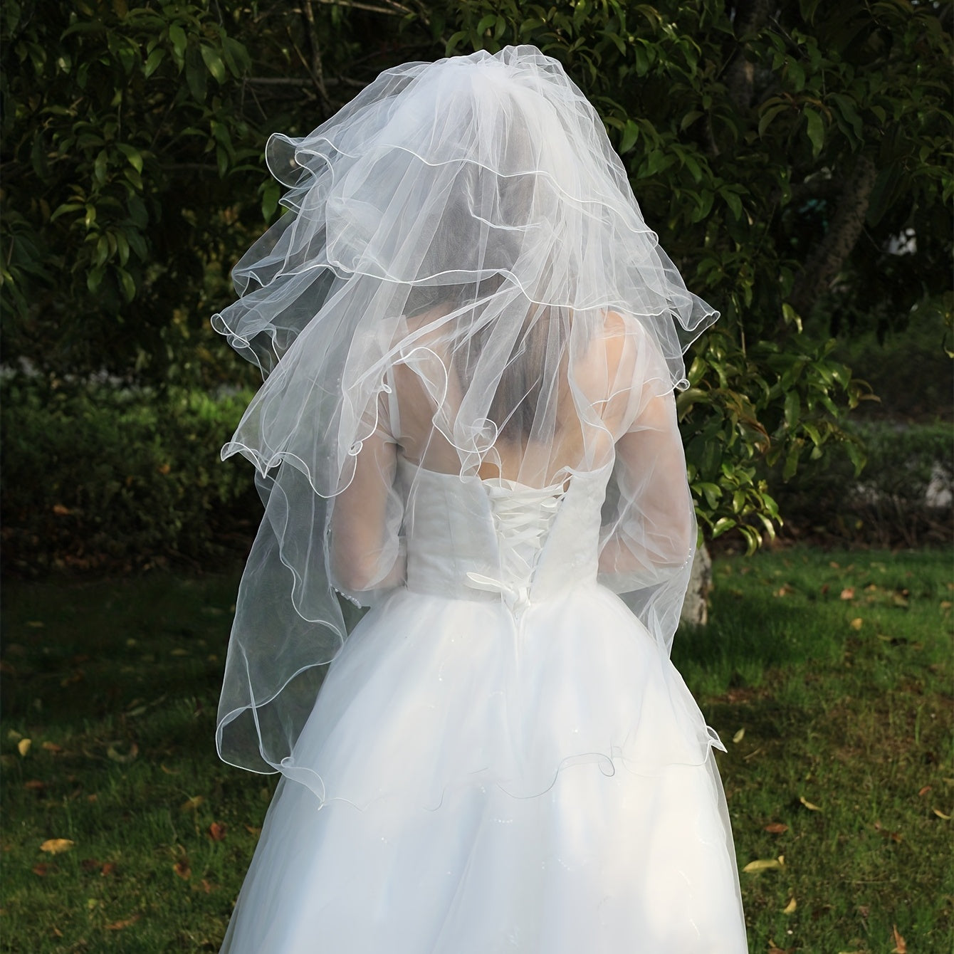 Bridal Wedding Veil With Comb White Faux Pearl Hair Accessories