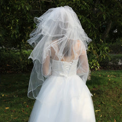 Bridal Wedding Veil With Comb White Faux Pearl Hair Accessories