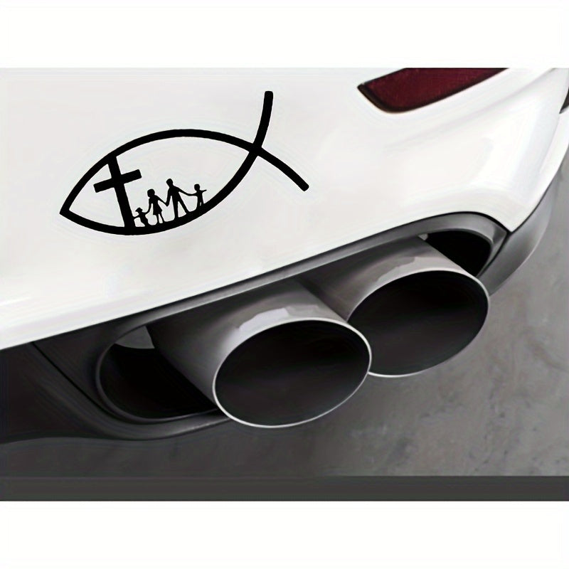 Car Stickers Decor Motorcycle Decals Christian Fish Jesus Family
