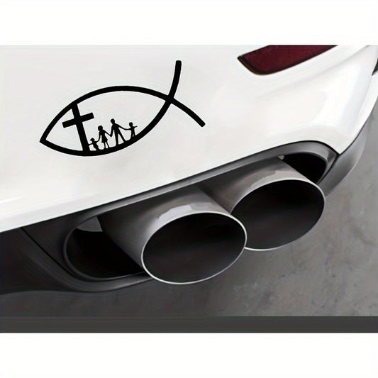 Car Stickers Decor Motorcycle Decals Christian Fish Jesus Family