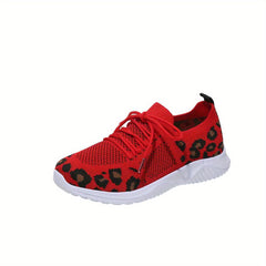 Leopard Print Sneakers Breathable Outdoor Shoes Lace Up Lightweight