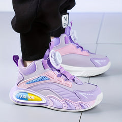 Unisex Kid's Basketball Shoes Rotating Buckle Sneakers