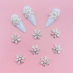 10pcs Christmas Snowflake Nail Charms with Rhinestones 3D Nail Gem Jewelry