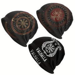 Thin Viking Style Bonnet Hat With Tree Of Life Pattern