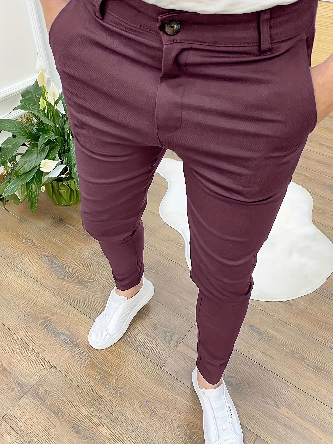 Men s Vintage Style Slim Fit Dress Pants for Business Party