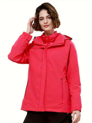 3-in-1 Winter Ski Jacket Women's Thermal Hooded Windproof Coat
