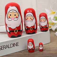 5pcs Christmas Santa Claus Nesting Dolls Hand Painted Souvenir Gift