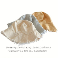 Frayed Brim Casual Bucket Hat Solid Lightweight Couple Basin Hat