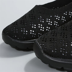 Women's Hollow Out Knit Sneakers Slip On Low Top Sports Shoes