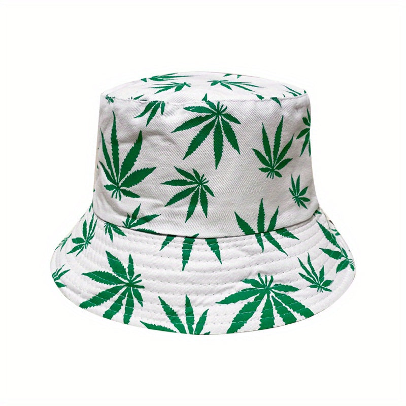 Multicolor Leaf Print Bucket Hat Unisex Lightweight Fisherman Cap