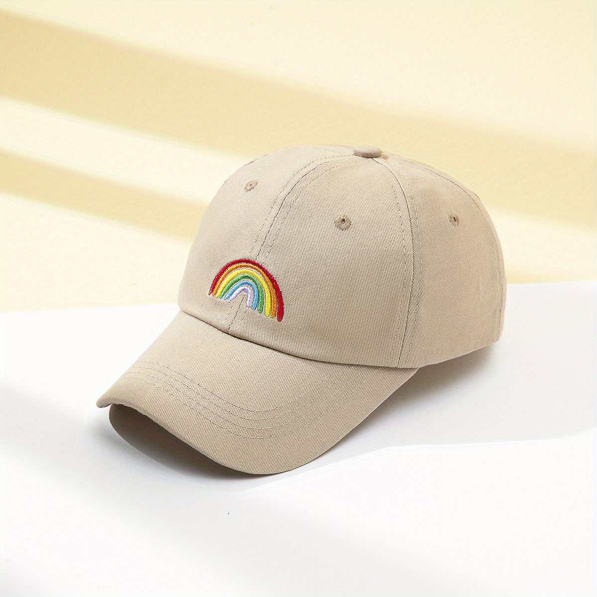 Rainbow Embroidery Baseball Cap Lightweight Solid Couple Sun Hat Unisex