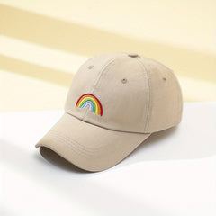 Rainbow Embroidery Baseball Cap Lightweight Solid Couple Sun Hat Unisex
