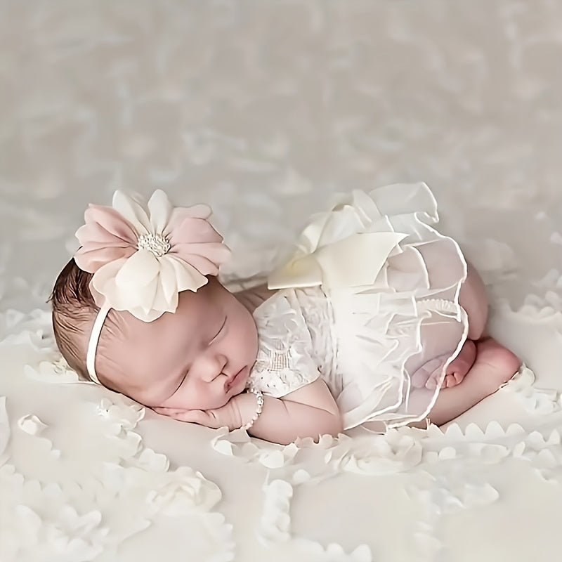Newborn Photography Lace Romper Bodysuit & Headband Props
