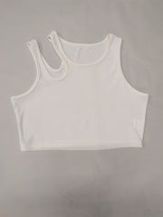 Sexy Sleeveless Tank Top Asymmetrical Neck for Summer