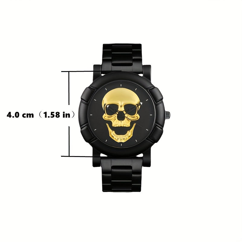 Hiphop Men's Watch Skull Pattern Quartz Wristwatch Set