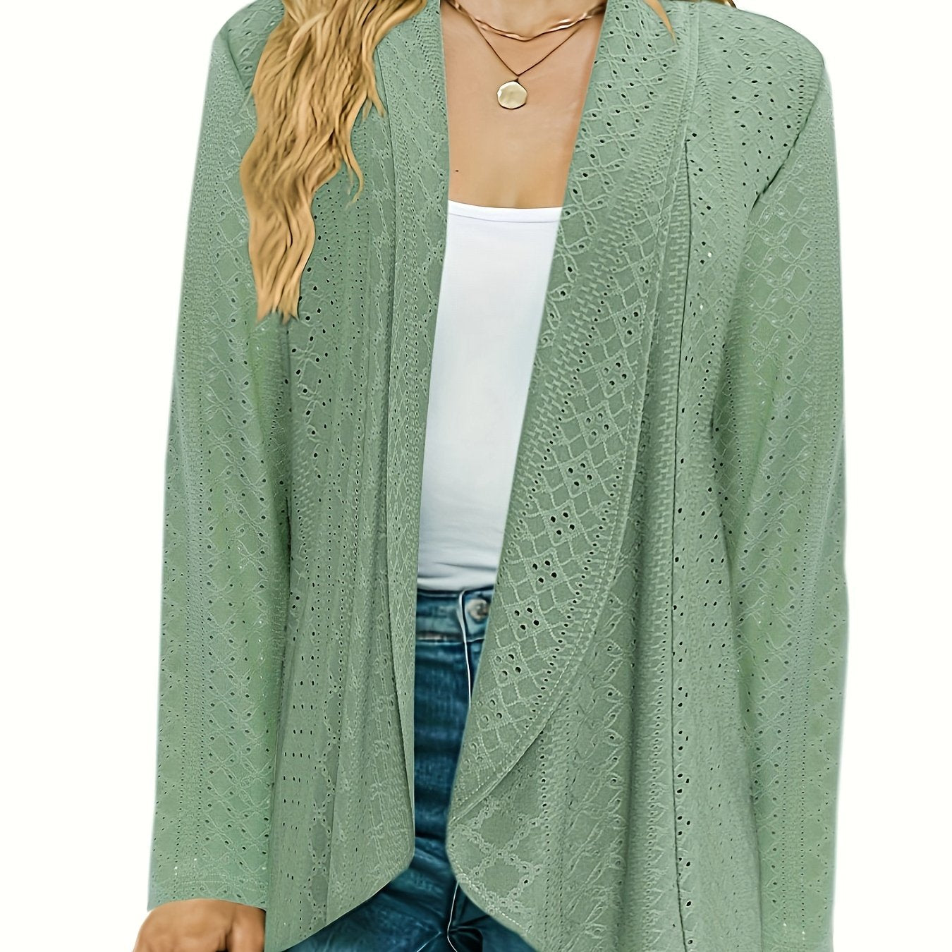 Eyelet Embroidered Cardigan Long Sleeve