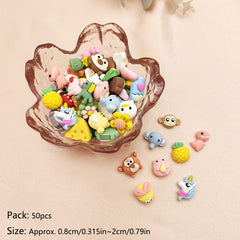 50pcs Mixed DIY Resin Cartoon Patches for Kids - S