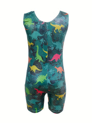 Girls Dino Camo Gymnastics Suit for Sports Dance