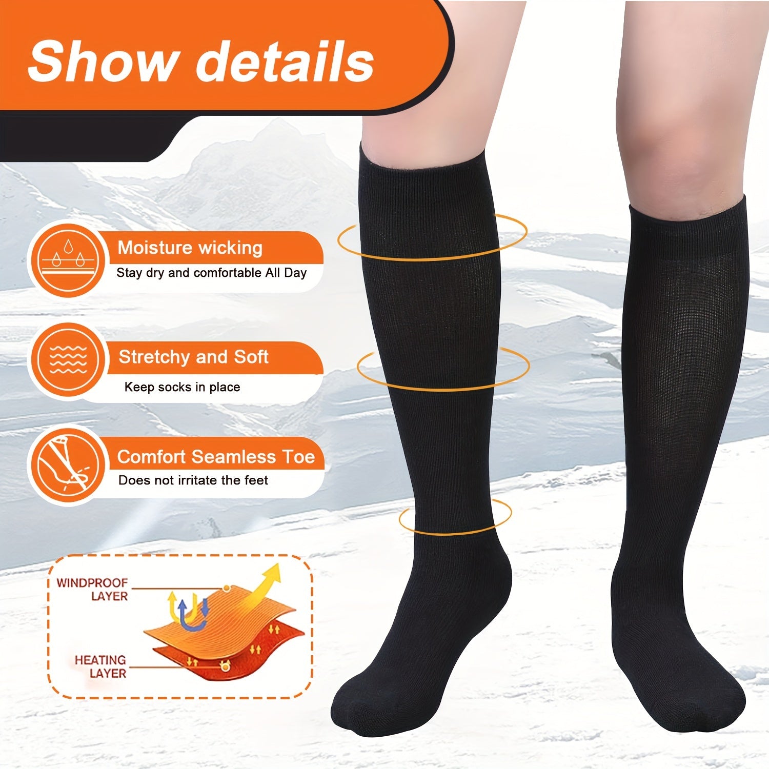 2 Pairs Wool Knee High Pressure Socks Size Up 15-20mmHg