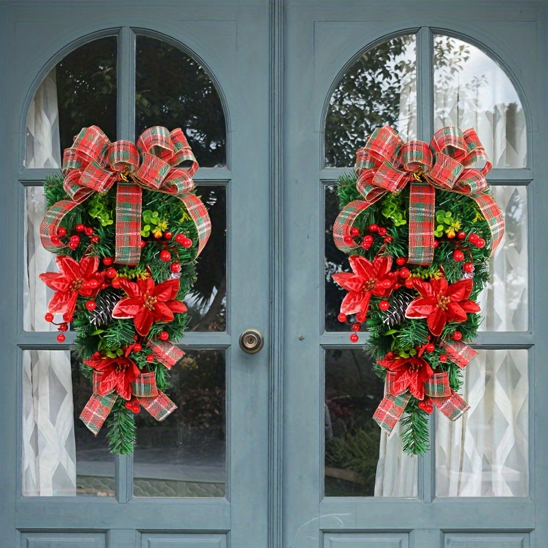 Christmas Ribbon Flower Hanging Decoration For Wall And Door
